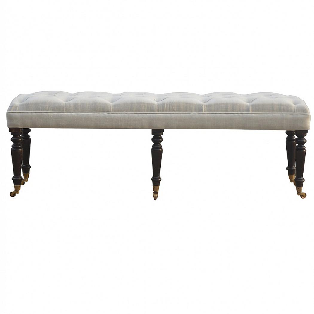 Mango Wood Hallway Bench | Castor Base | Practical Entryway Seating