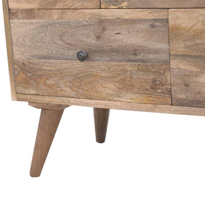 Solid Mango Wood Media Unit | 4 Drawers | Twin Open Shelves