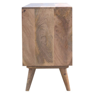 Solid Mango Wood Media Unit | 4 Drawers | Twin Open Shelves