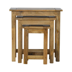 Solid Mango Wood Nesting Tables | Set of 3 | Farmhouse Style