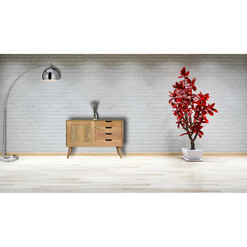 Mango Wood Sliding Door Sideboard | Oak-Inspired Finish