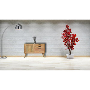 Mango Wood Sliding Door Sideboard | Oak-Inspired Finish