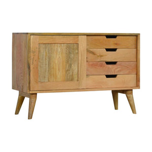 Mango Wood Sliding Door Sideboard | Oak-Inspired Finish