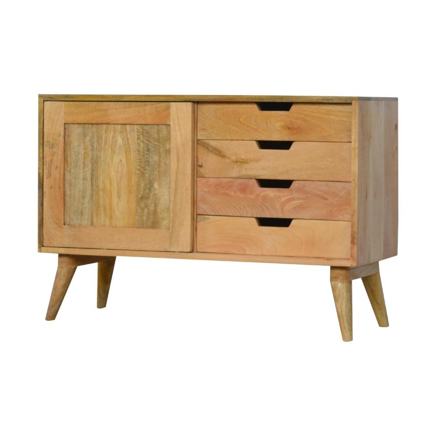 Mango Wood Sliding Door Sideboard | Oak-Inspired Finish