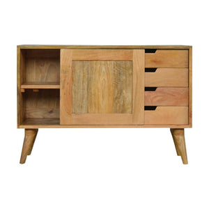 Mango Wood Sliding Door Sideboard | Oak-Inspired Finish