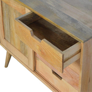 Mango Wood Sliding Door Sideboard | Oak-Inspired Finish
