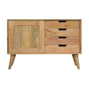 Mango Wood Sliding Door Sideboard | Oak-Inspired Finish
