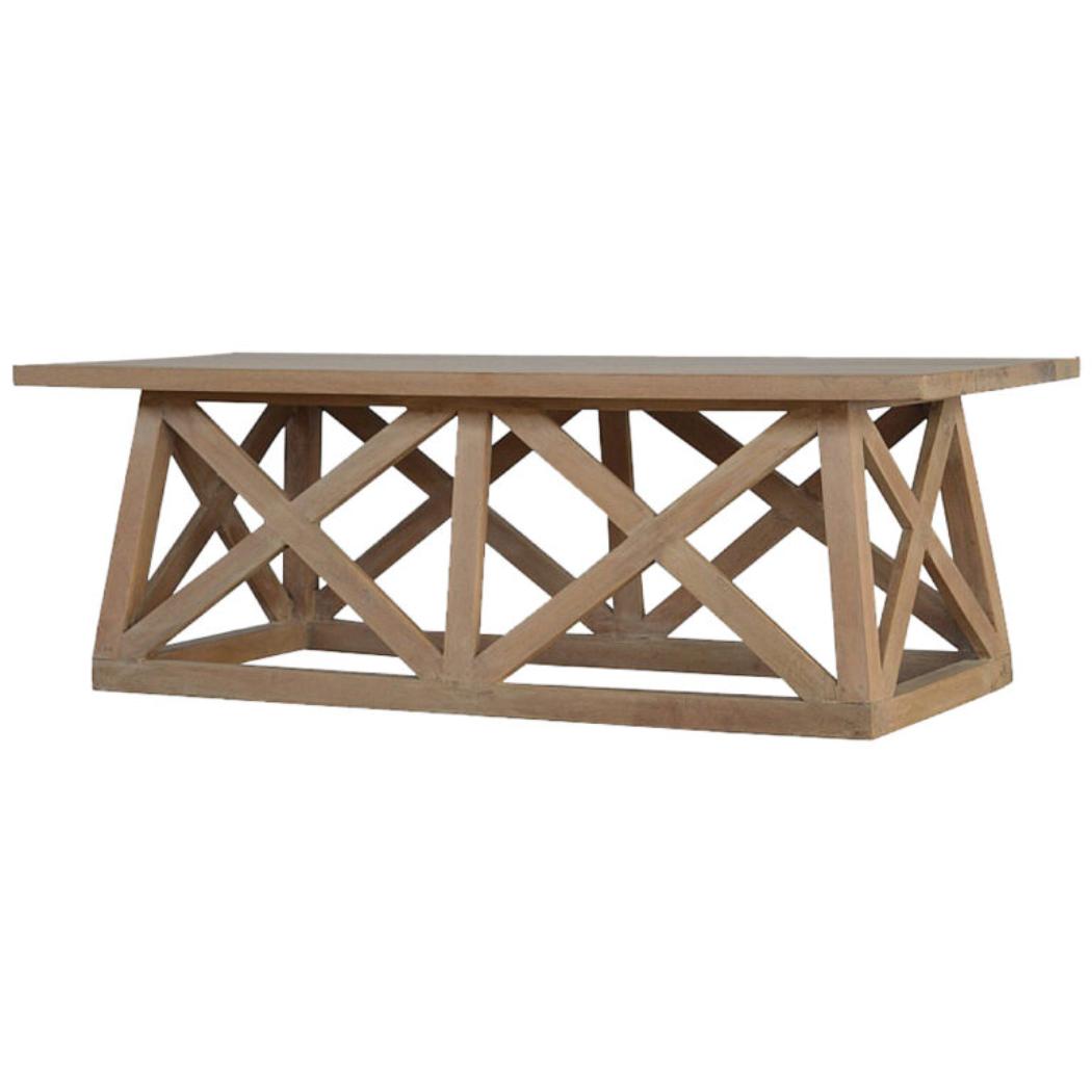 Mango Wood Trestle Coffee Table | Natural Timber | Rustic-Modern Living