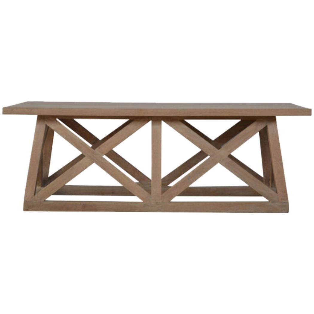 Mango Wood Trestle Coffee Table | Natural Timber | Rustic-Modern Living