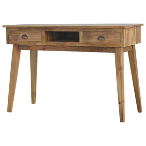 Mango Wood Writing Desk | Twin Drawers | Shell Pull Handles
