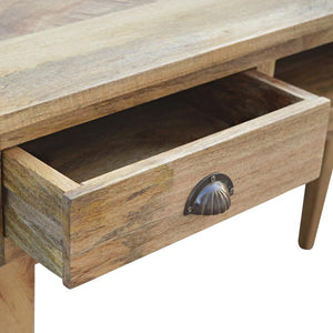 Mango Wood Writing Desk | Twin Drawers | Shell Pull Handles