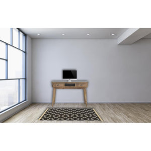Mango Wood Writing Desk | Twin Drawers | Shell Pull Handles
