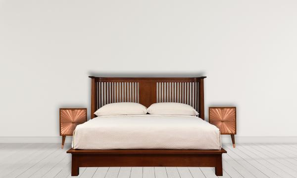Manila Copper Bedside Table | Solid Mango Wood | Chestnut & Copper Finish | 2 Drawers