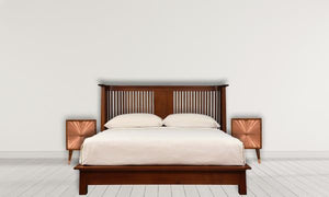 Manila Copper Bedside Table | Solid Mango Wood | Chestnut & Copper Finish | 2 Drawers