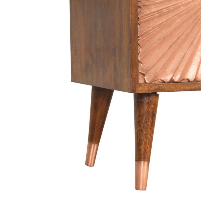 Manila Copper Bedside Table | Solid Mango Wood | Chestnut & Copper Finish | 2 Drawers