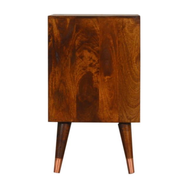 Manila Copper Bedside Table | Solid Mango Wood | Chestnut & Copper Finish | 2 Drawers