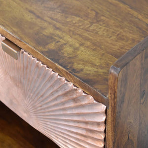 Manila Copper Bedside Table | Solid Mango Wood | Chestnut Finish | 1 Drawer Nightstand with Open Shelf
