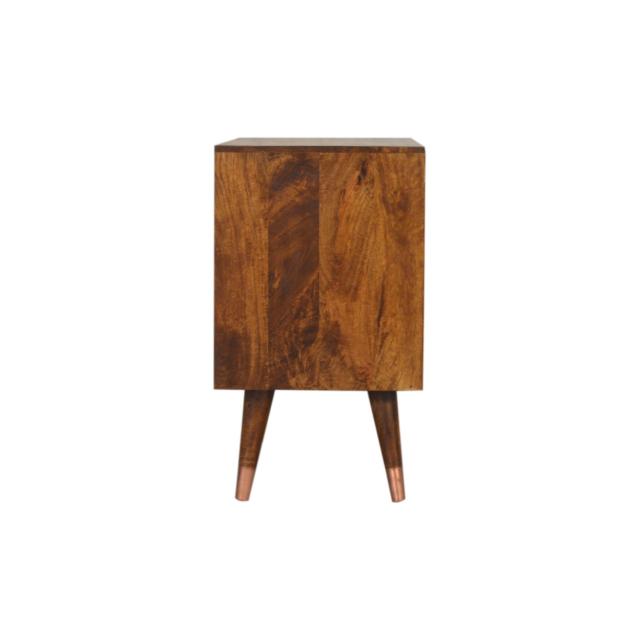 Manila Copper Sideboard | Solid Mango Wood | Chestnut & Copper Finish | 1 Door & 3 Drawers