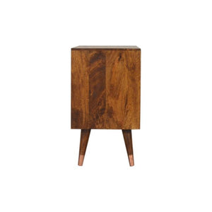 Manila Copper Sideboard | Solid Mango Wood | Chestnut & Copper Finish | 1 Door & 3 Drawers
