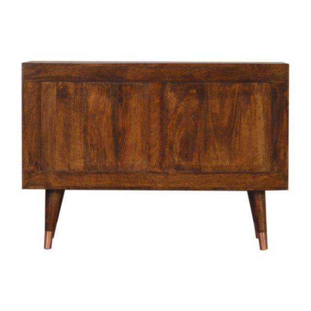 Manila Copper Sideboard | Solid Mango Wood | Chestnut & Copper Finish | 1 Door & 3 Drawers
