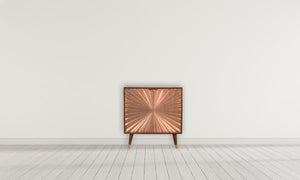 Manila Copper Storage Cabinet | Solid Mango Wood | Chestnut & Copper Finish | 2 Doors