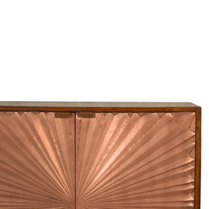 Manila Copper Storage Cabinet | Solid Mango Wood | Chestnut & Copper Finish | 2 Doors