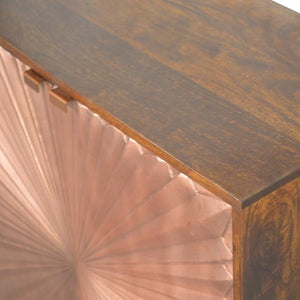 Manila Copper Storage Cabinet | Solid Mango Wood | Chestnut & Copper Finish | 2 Doors