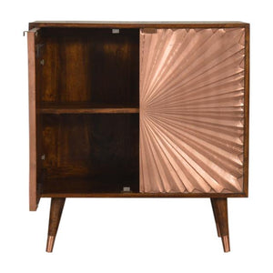 Manila Copper Storage Cabinet | Solid Mango Wood | Chestnut & Copper Finish | 2 Doors
