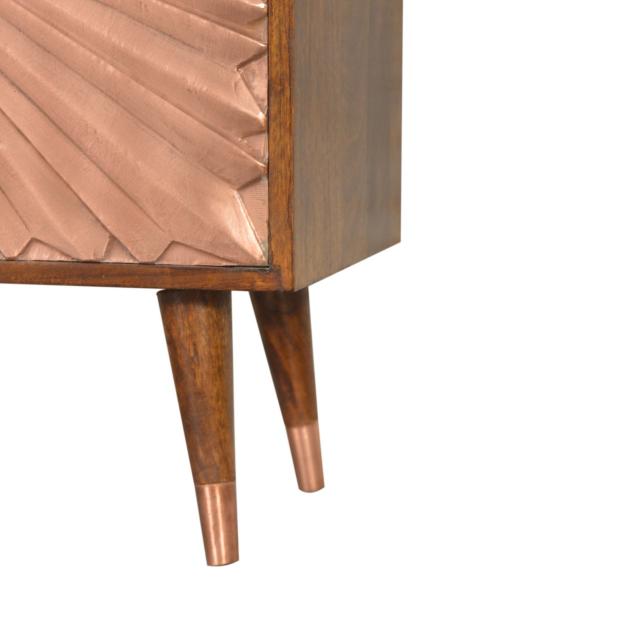 Manila Copper Storage Cabinet | Solid Mango Wood | Chestnut & Copper Finish | 2 Doors