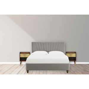 Manila Gold Bedside Table | Chestnut Finish | Brass Sunburst Drawer