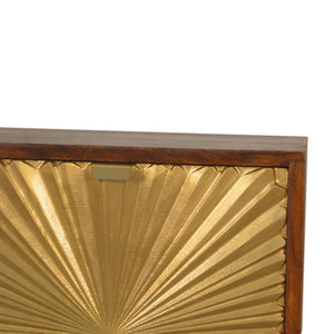 Manila Gold Bedside Table | Solid Mango Wood | Chestnut & Brass Finish | 2 Drawers