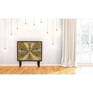 Manila Gold Chest of Drawers | Solid Mango Wood | Brass Fronts | Tapered Legs