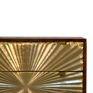 Manila Gold Chest of Drawers | Solid Mango Wood | Brass Fronts | Tapered Legs