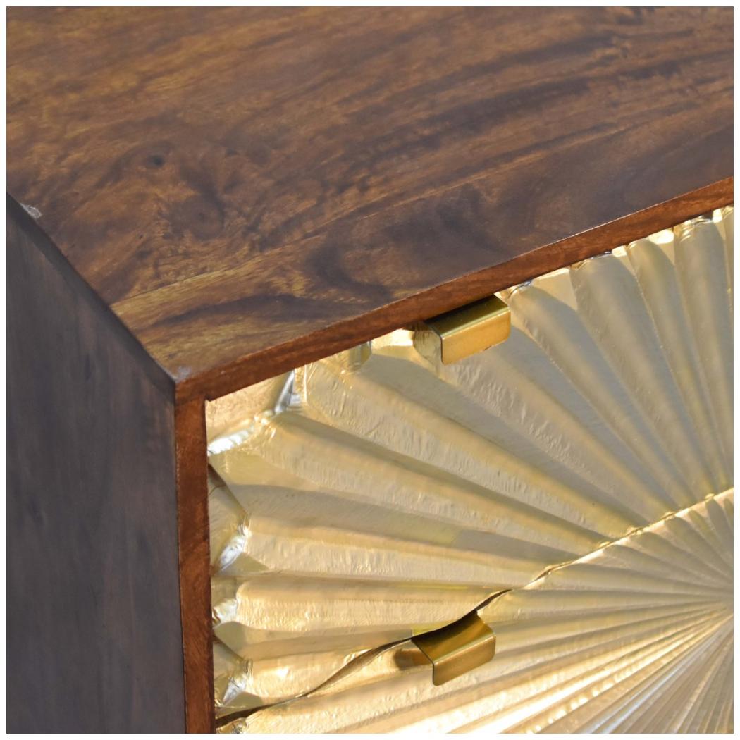 Manila Gold Chest of Drawers | Solid Mango Wood | Brass Fronts | Tapered Legs