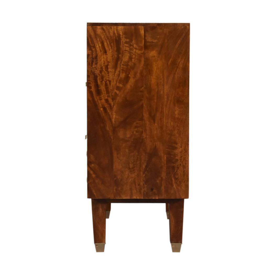 Manila Gold Chest of Drawers | Solid Mango Wood | Brass Fronts | Tapered Legs