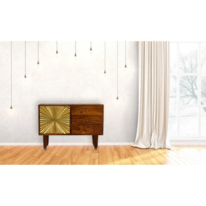 Manila Gold Sideboard | Solid Mango Wood | Brass Cabinet | 3 Drawers