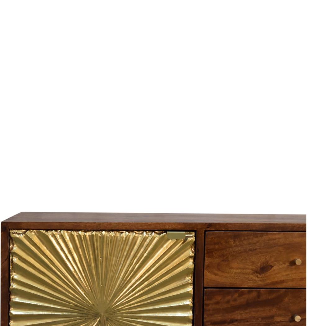 Manila Gold Sideboard | Solid Mango Wood | Brass Cabinet | 3 Drawers