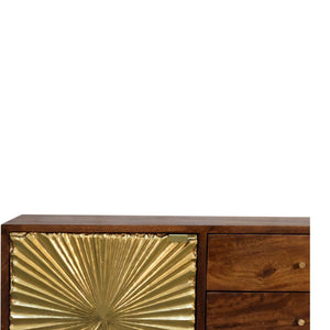 Manila Gold Sideboard | Solid Mango Wood | Brass Cabinet | 3 Drawers
