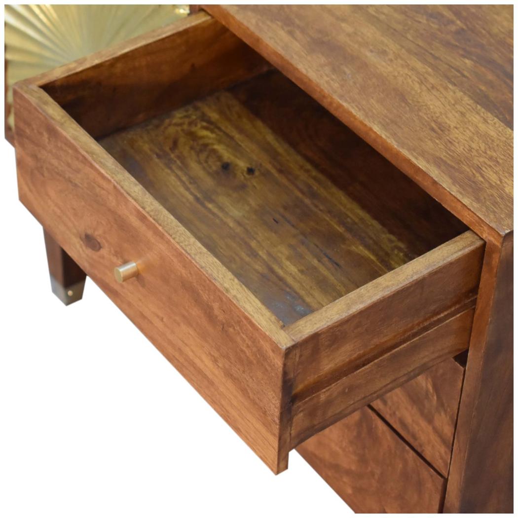 Manila Gold Sideboard | Solid Mango Wood | Brass Cabinet | 3 Drawers