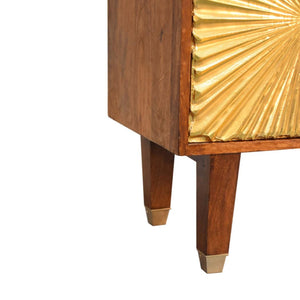 Manila Gold Sideboard | Solid Mango Wood | Brass Cabinet | 3 Drawers