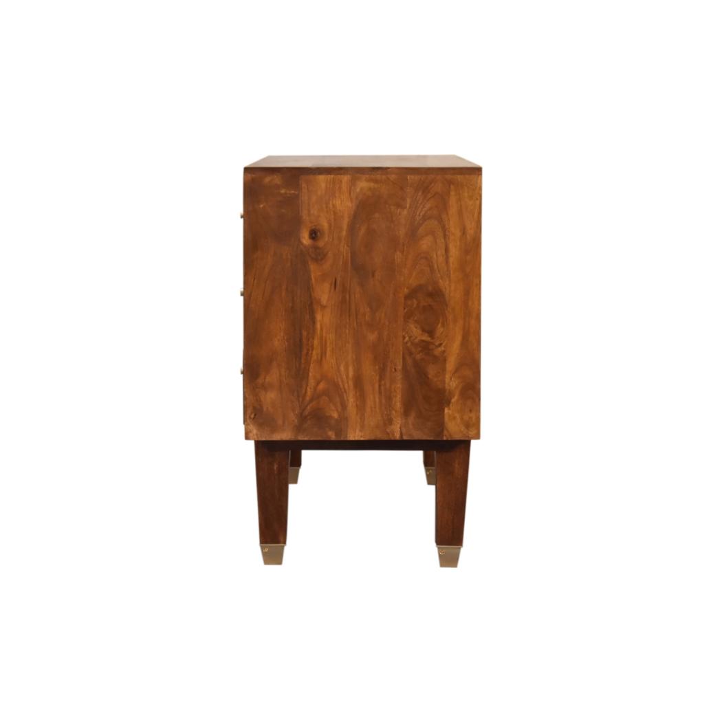Manila Gold Sideboard | Solid Mango Wood | Brass Cabinet | 3 Drawers