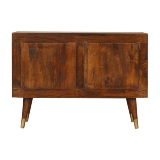 Manila Sunburst Sideboard | Solid Mango Wood | Chestnut & Brass Finish | 1 Door & 3 Drawers
