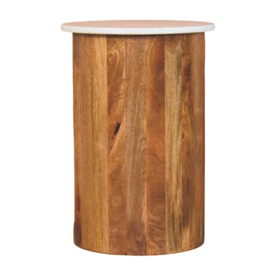 Marble Top Spindle Side Table | Sculptural Accent Table