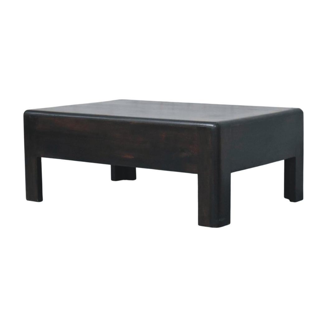 Marlow Block Coffee Table | Solid Mango Wood | Low-Profile Design | Velvet Mocha Finish