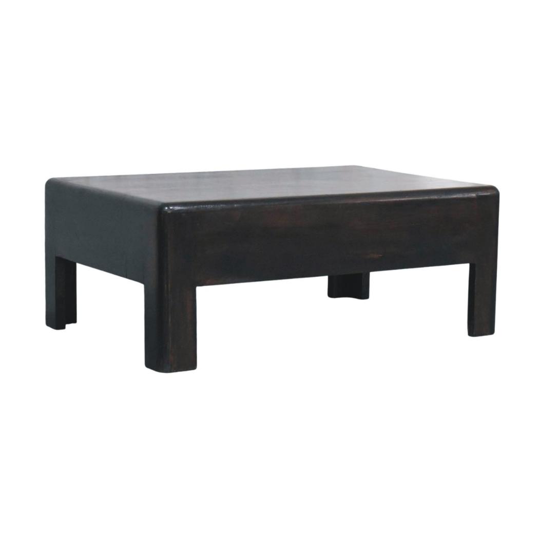 Marlow Block Coffee Table | Solid Mango Wood | Low-Profile Design | Velvet Mocha Finish