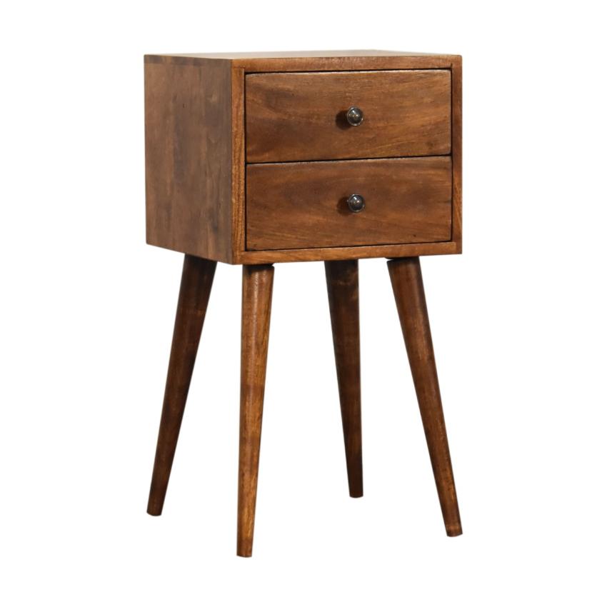 Marlow Mini Bedside Table | Solid Mango Wood | Chestnut | 2 Drawers