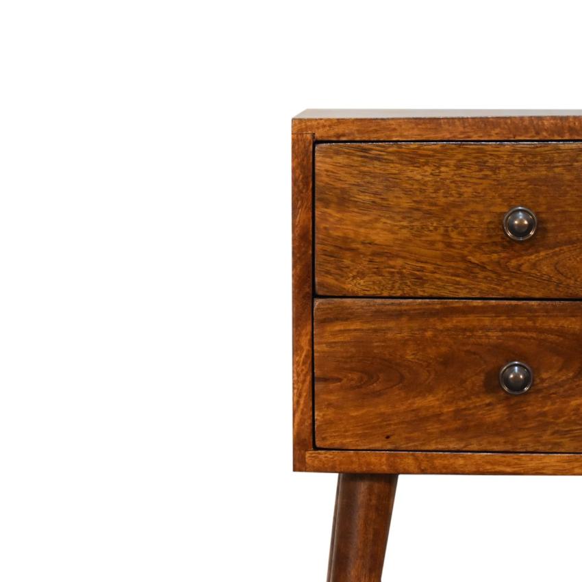 Marlow Mini Bedside Table | Solid Mango Wood | Chestnut | 2 Drawers