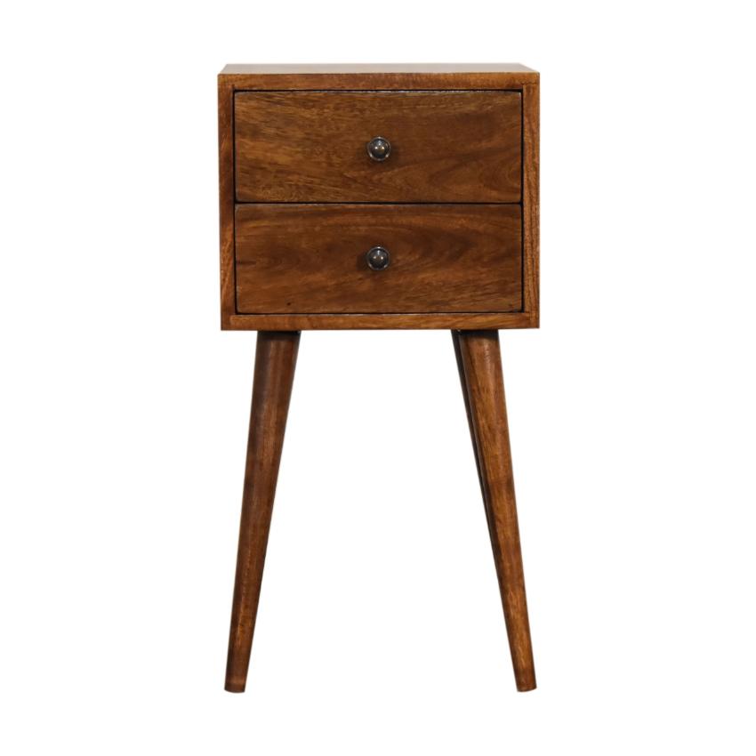Marlow Mini Bedside Table | Solid Mango Wood | Chestnut | 2 Drawers