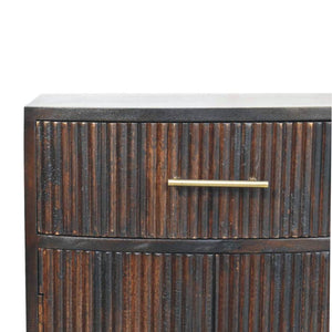 Milan Bedside Table | Solid Mango Wood | Velvet Mocha Finish | 1 Drawer Nightstand with Cabinet Storage