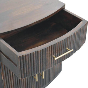 Milan Bedside Table | Solid Mango Wood | Velvet Mocha Finish | 1 Drawer Nightstand with Cabinet Storage